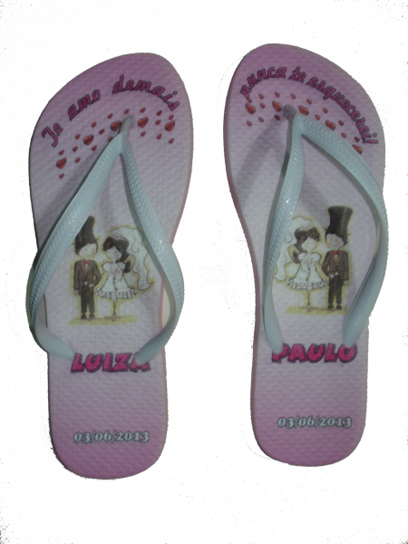 Chinelo Personalizado Casamento - Até 50 Pares